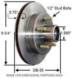 Trailer Disc Brake Rotor, UFP DB-35 - 9.75" Zinc Plated 5 on 4.5"- 3.7K #41019 - Pacific Boat Trailers
