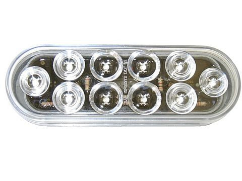 Clear LED 6" Oval Stop, Tail, Turn Light - Pacific Boat Trailers