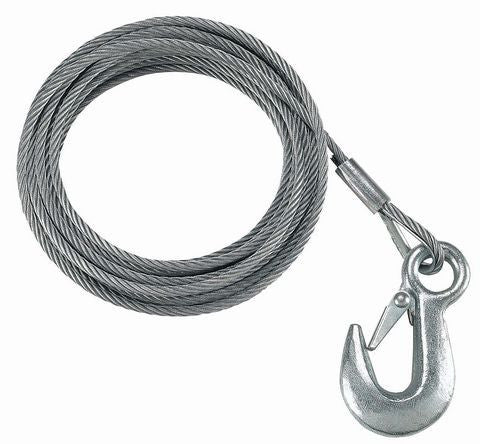 FULTON 3/16" x 25' Galvanized Trailer Winch Cable & Hook #WC325 0100 - Pacific Boat Trailers