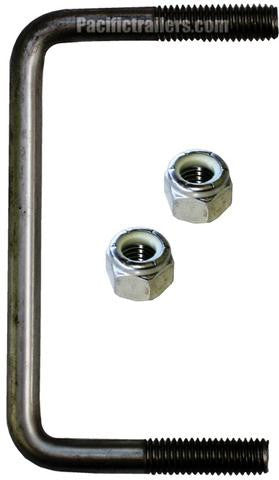 Stainless Steel U-Bolts, 1/2" Square - A=6 1/8" B=3" - Pacific Boat Trailers