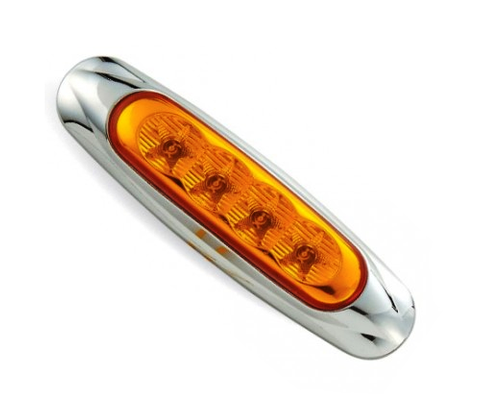 Mirrored Lens, LED Clearance Light with Chrome Base, 4 diode, Amber CL41020A - Pacific Boat Trailers