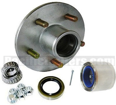 Plated Trailer Wheel Hub KIT for 3500lb. axles - L68149/L44649 Bearings - 5 on 4.5" #13684KIT - Pacific Boat Trailers
