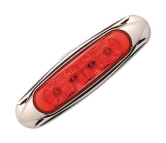 Mirrored Lens, LED Clearance Light with Chrome Base, 4 diode, Red CL41020R - Pacific Boat Trailers
