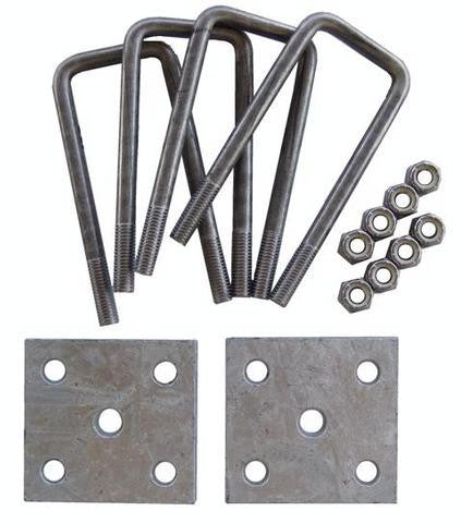 Square Axle Mounting kit, Stainless Steel U-Bolts, 4 3/4" Long - Pacific Boat Trailers